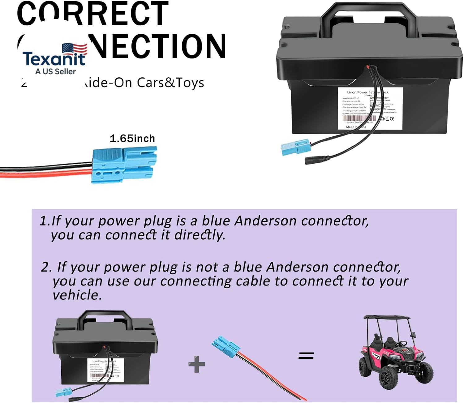 24V8Ah Lithium Battery for Ride-On Toys & Cars, Compatible with Dynacraft Realtr