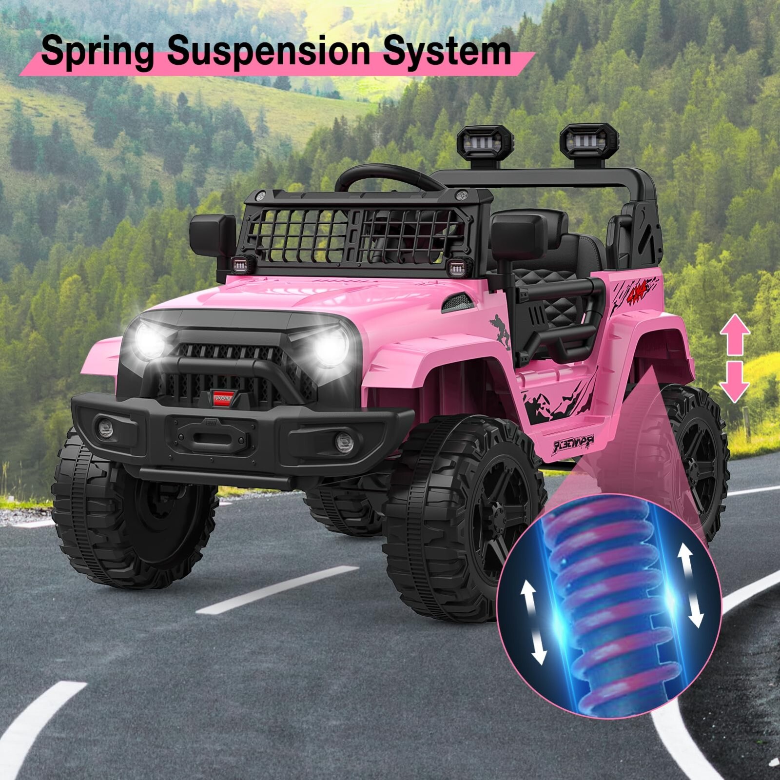 Ride-on Truck Car 12V Kids Power Wheels Vehicle with Remote Control &LED Light