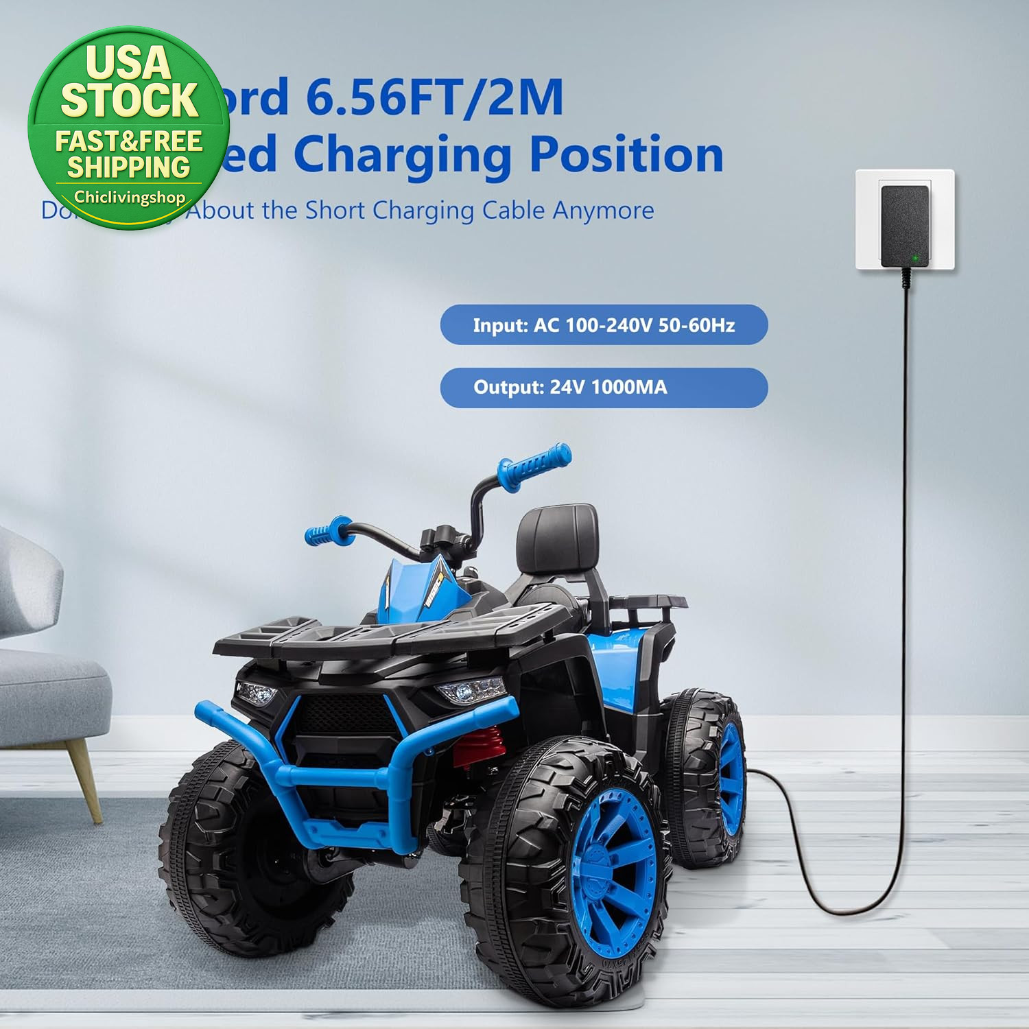 24V Battery Charger for Ride on Toys Compatible with Huffy Torex UTV 4X4