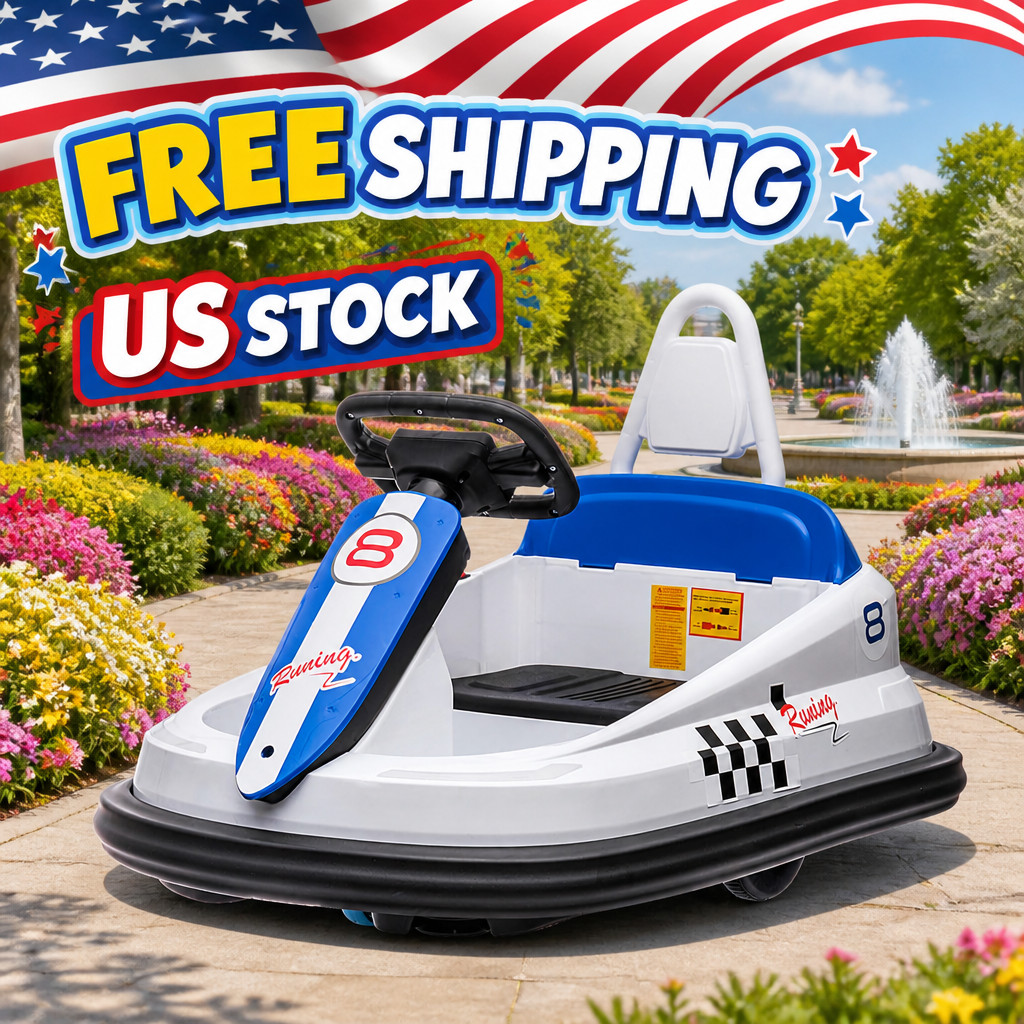 6V Kids Electric Bumper Car for Toddlers, Spin 360°, Forward/Reverse Music