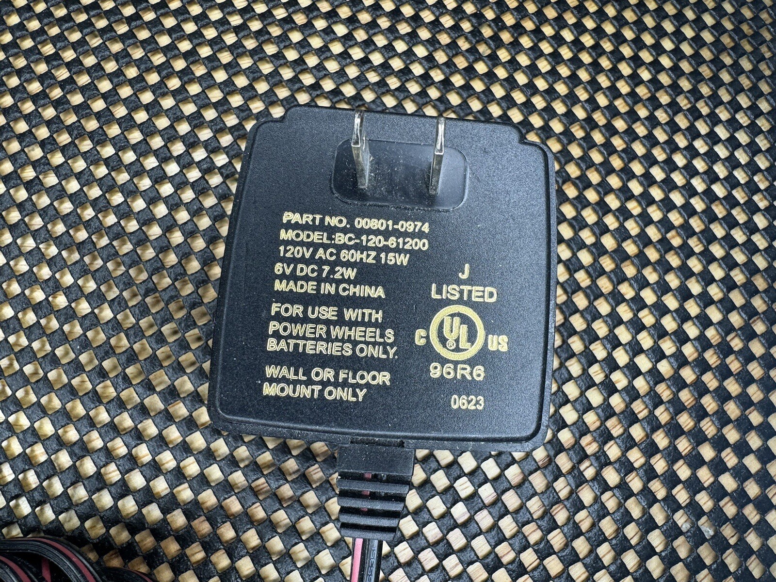 Powerwheels OEM Charger – Model BC-120-61200 6-volt 7.2 Watt