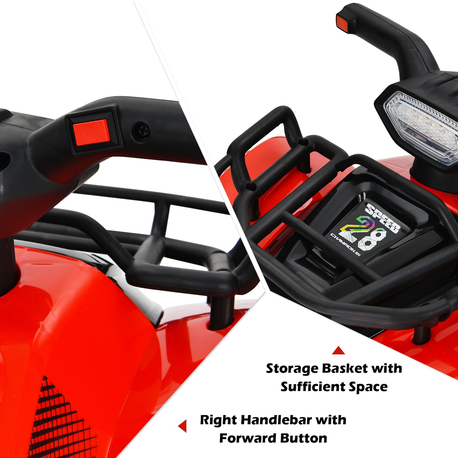 6V 4 Wheels ATV Quad Ride On Car Kids Ride-On Toy w/ Music Horn LED Light Red