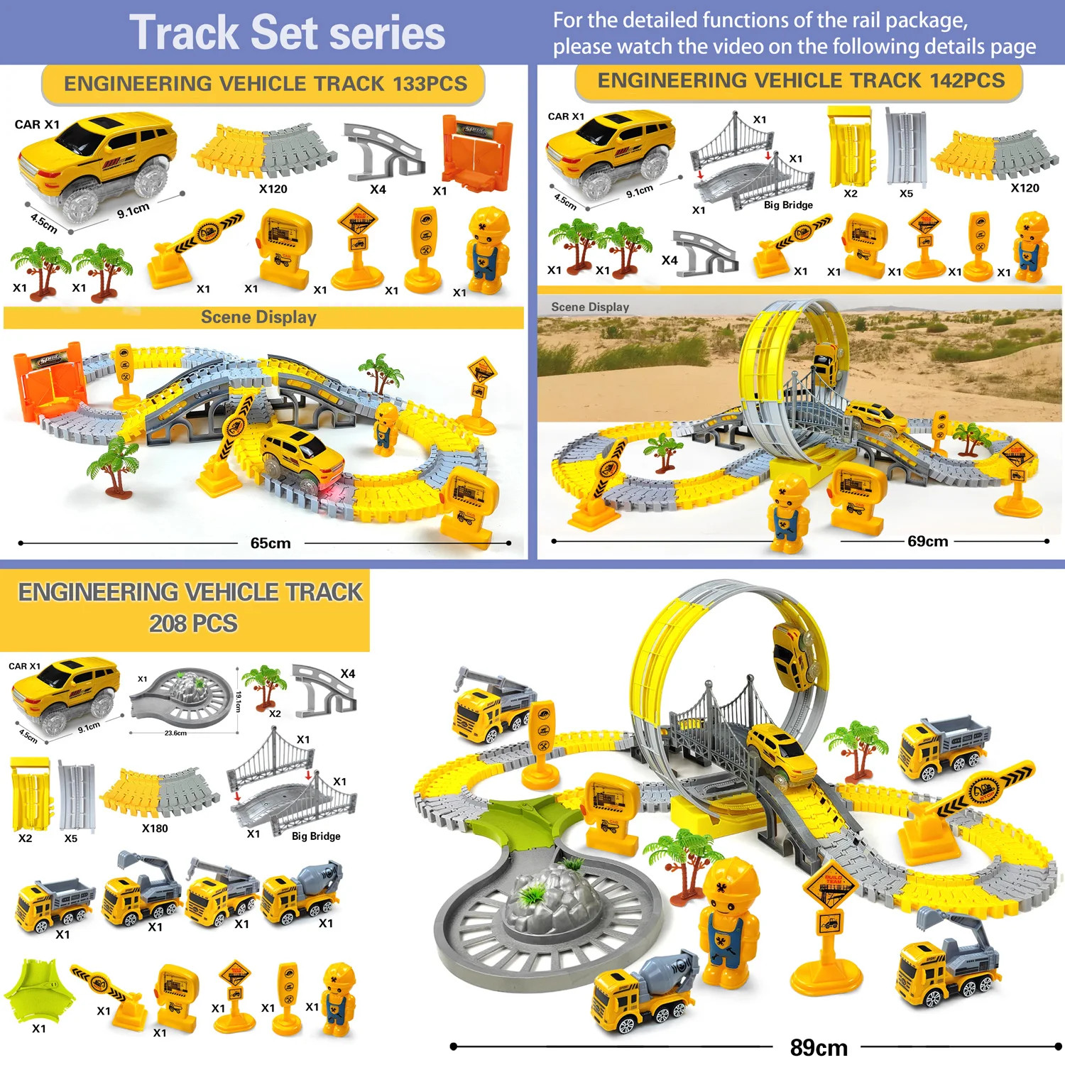Track Car Train Toys Children Electric Track Toy Car Engineering Car Kids Educat
