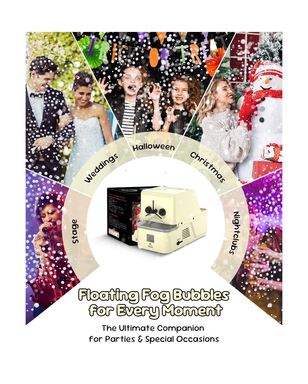 450W Fog Bubble Machine – Wireless Remote, High Output Tiny Fog Bubbles, Snow…