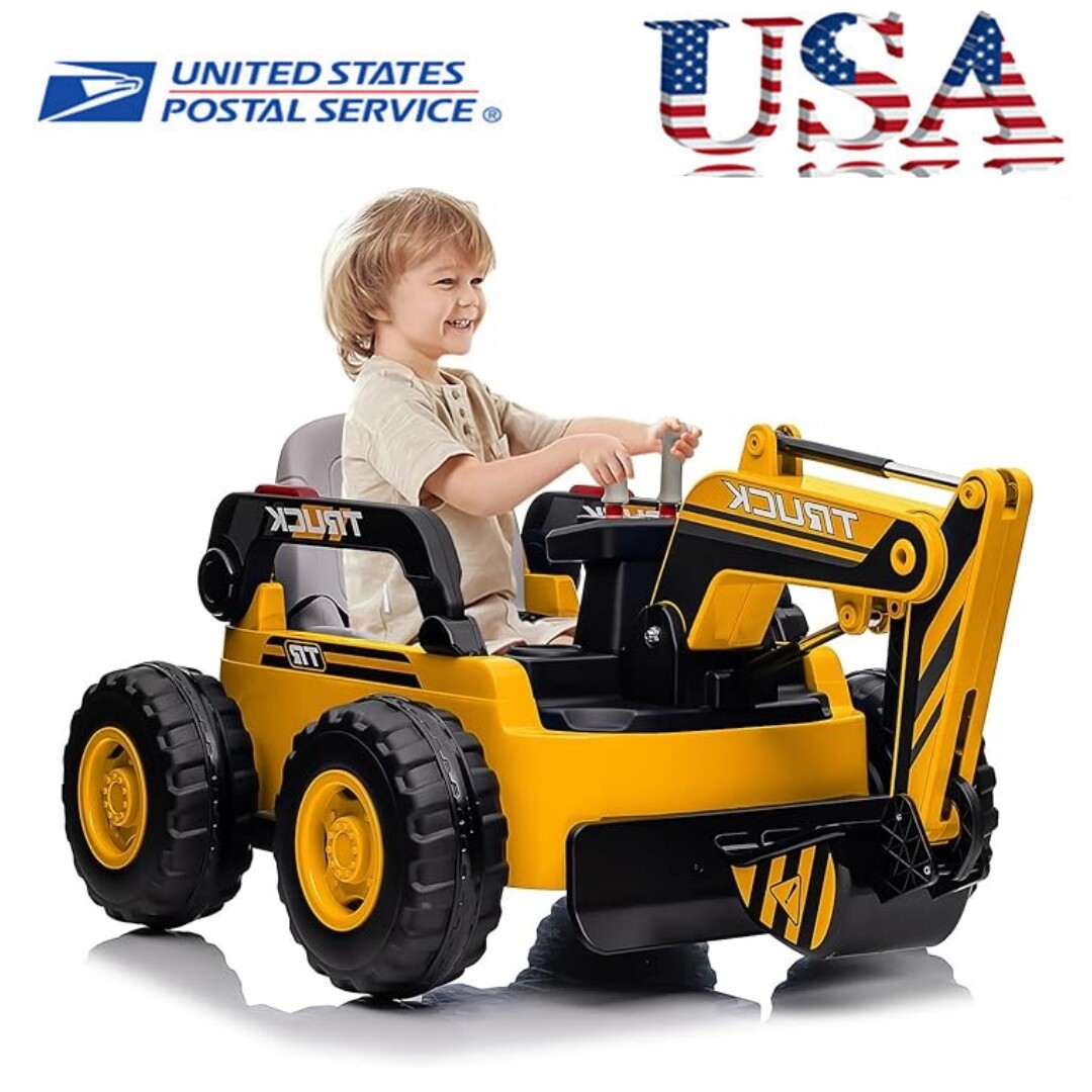 12V 10AH Electric Toy Excavator 4WD Battery Powered Sand Digger w/Remote Control