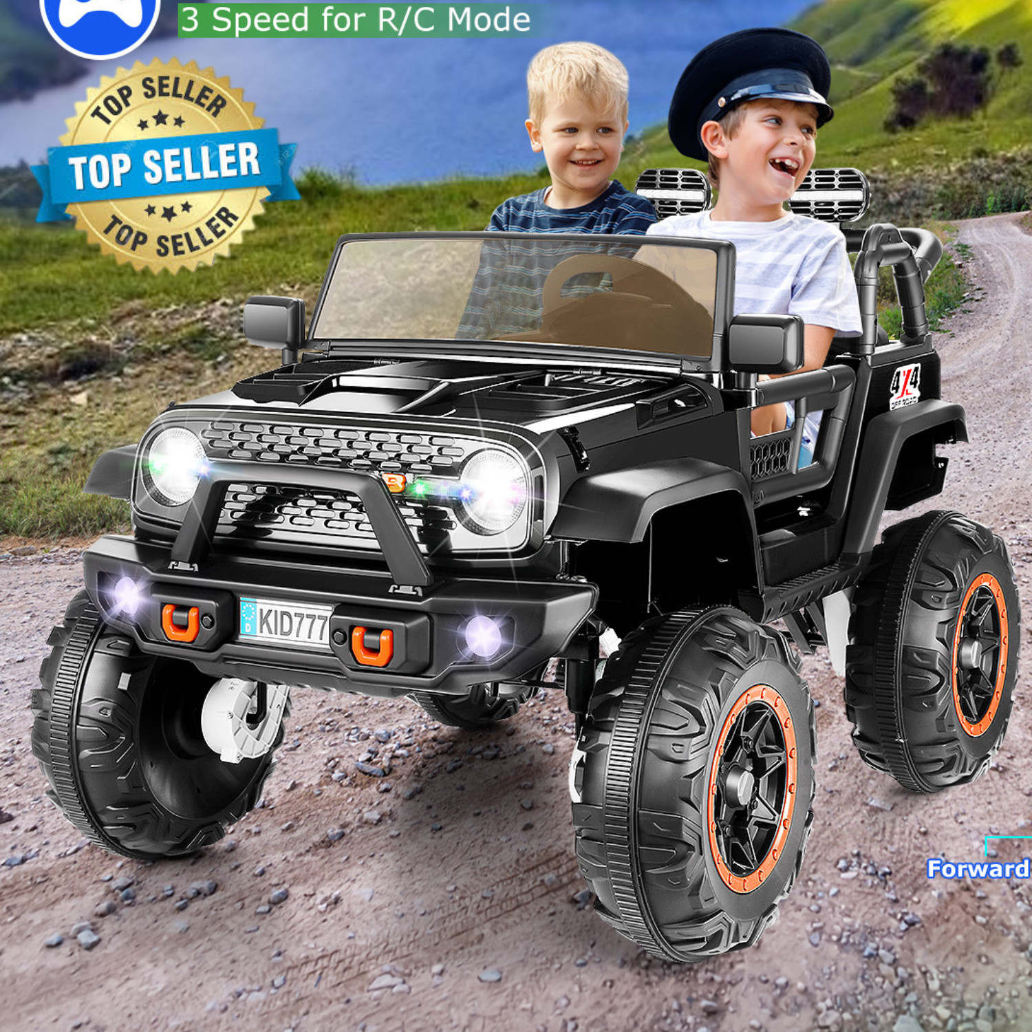 24V Kids Ride on Car,Electric Truck 400W Motor 3 Speed 4×4 Powerful Engine Gift