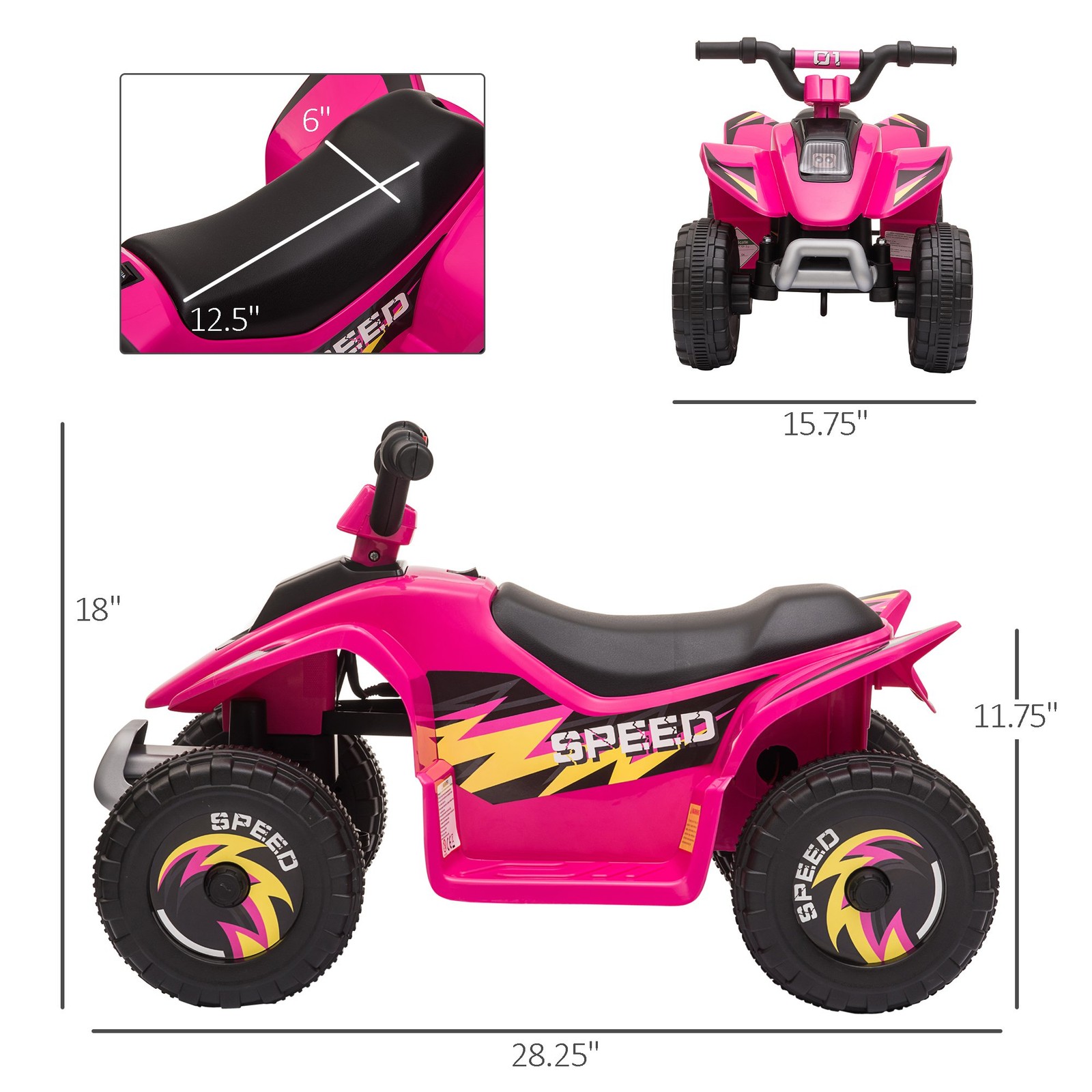 6V Kids Electric Ride on Car with Big Wheels 18-36 Months Old Pink
