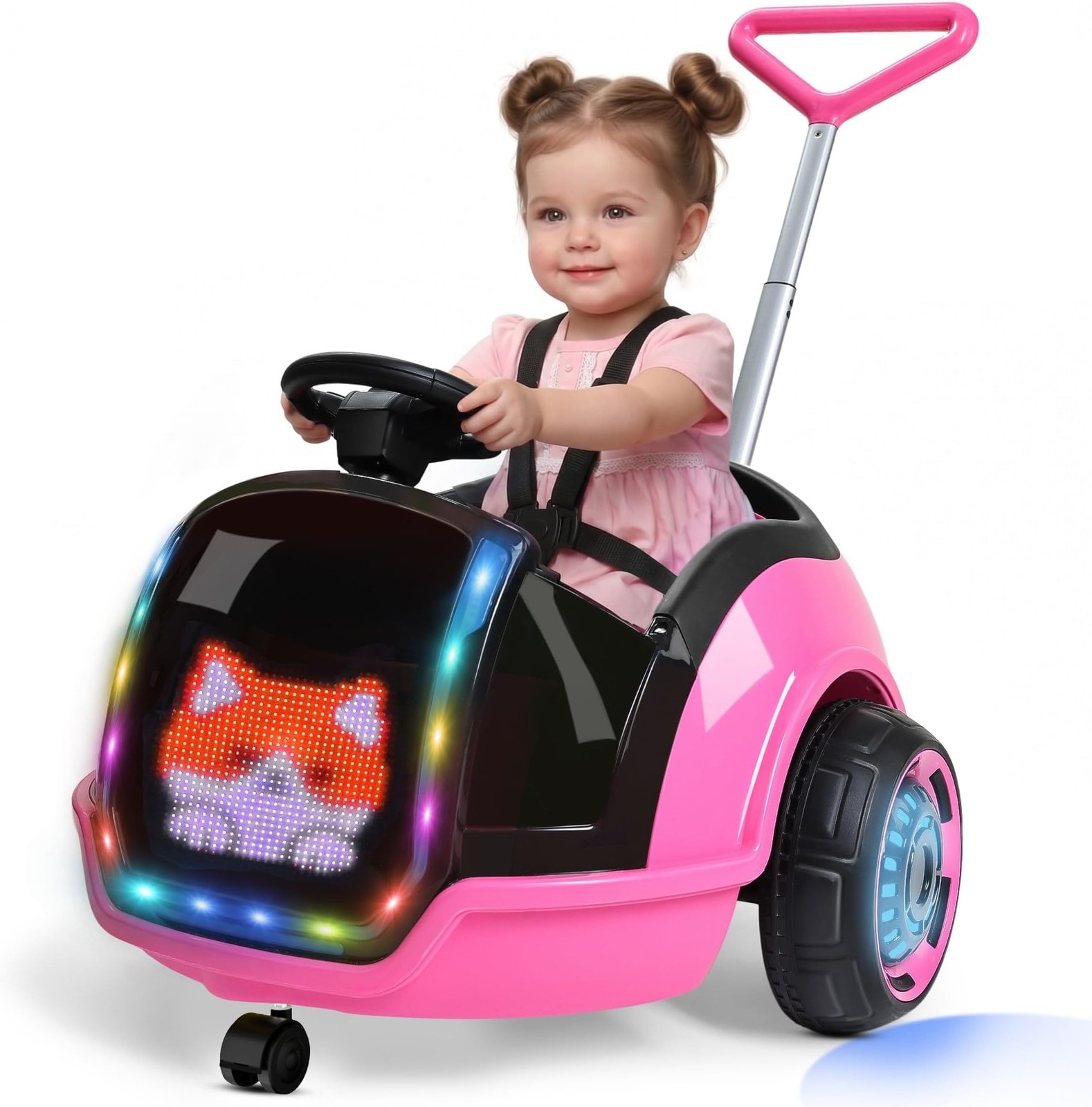 ANPABO 3-in-1 Electric Push Ride On Car, 12V Kids Ride On Toy w/Remote Contro…