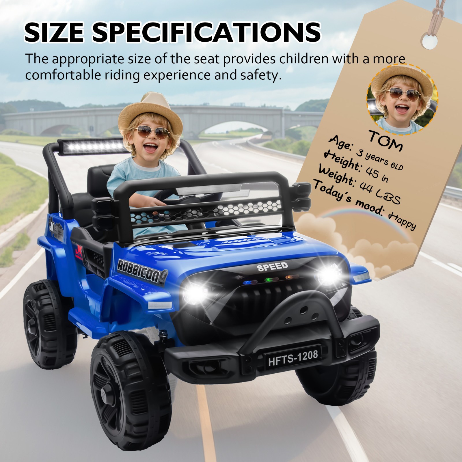 12V Electric Car Ride On Truck for Kids w/ Remote, Powered Wheels Toys, Blue