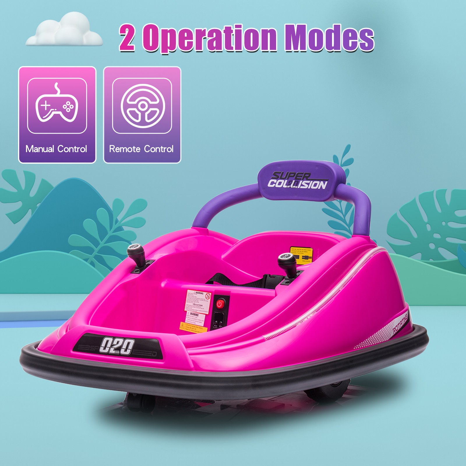 12V Kids Ride On Car Bumper Electric 360° Spin Vehicle Toy Parent Remote Control