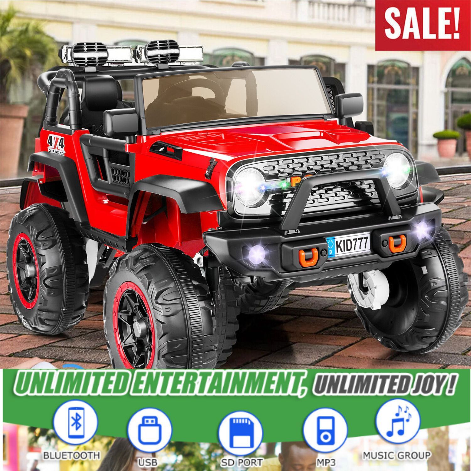 24V Kids Ride On Truck Jeep 2WD/4WD Switchable Ride On Car 400W Battery Powered