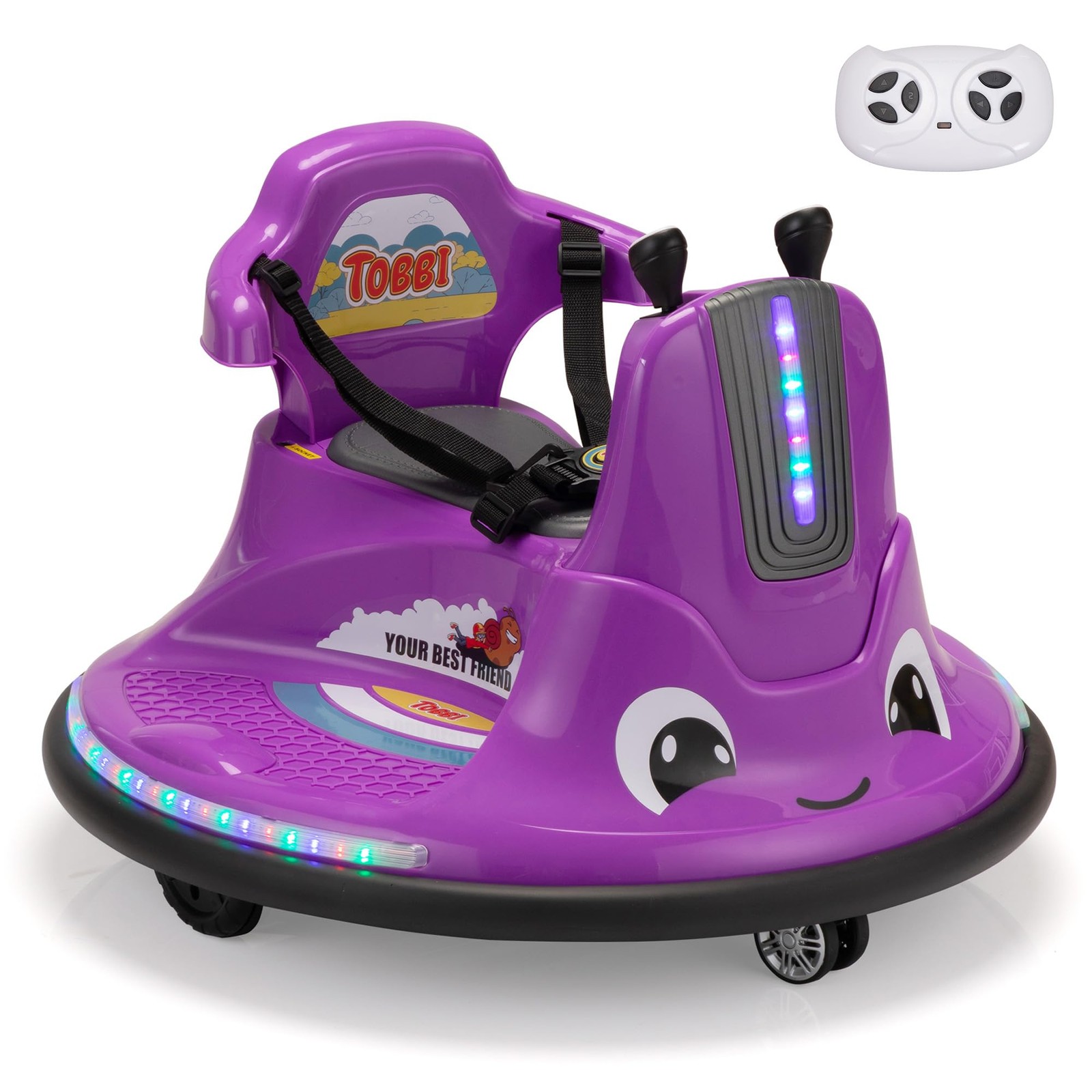 TOBBI Kids Snail Bumper Car, 12V Battery Powered Toddler Large, Dark Purple