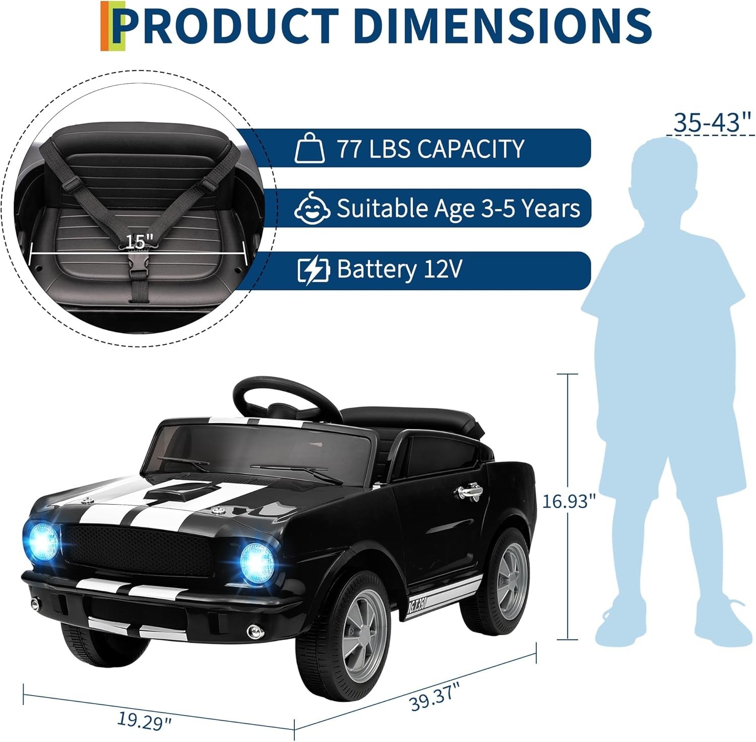 12V Electric Battery Powered Riding Car Toy for Toddlers Ride on Toys w/ Remote