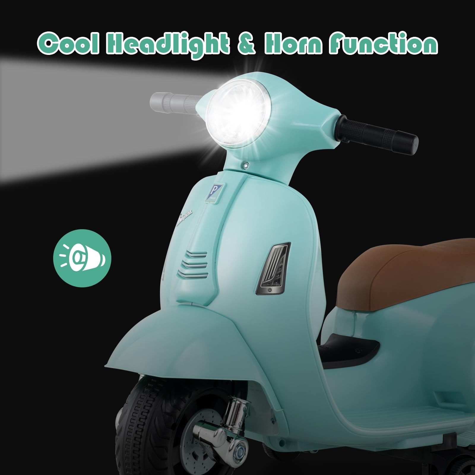 Licensed Vespa Kids Motorcycle by INFANS, 6V Battery Powered Motorbike for To…