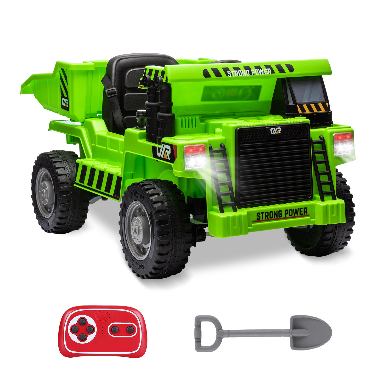 12V Battery Kids Ride On Dump Truck RC Construction Tractor w/ Electric Bucket