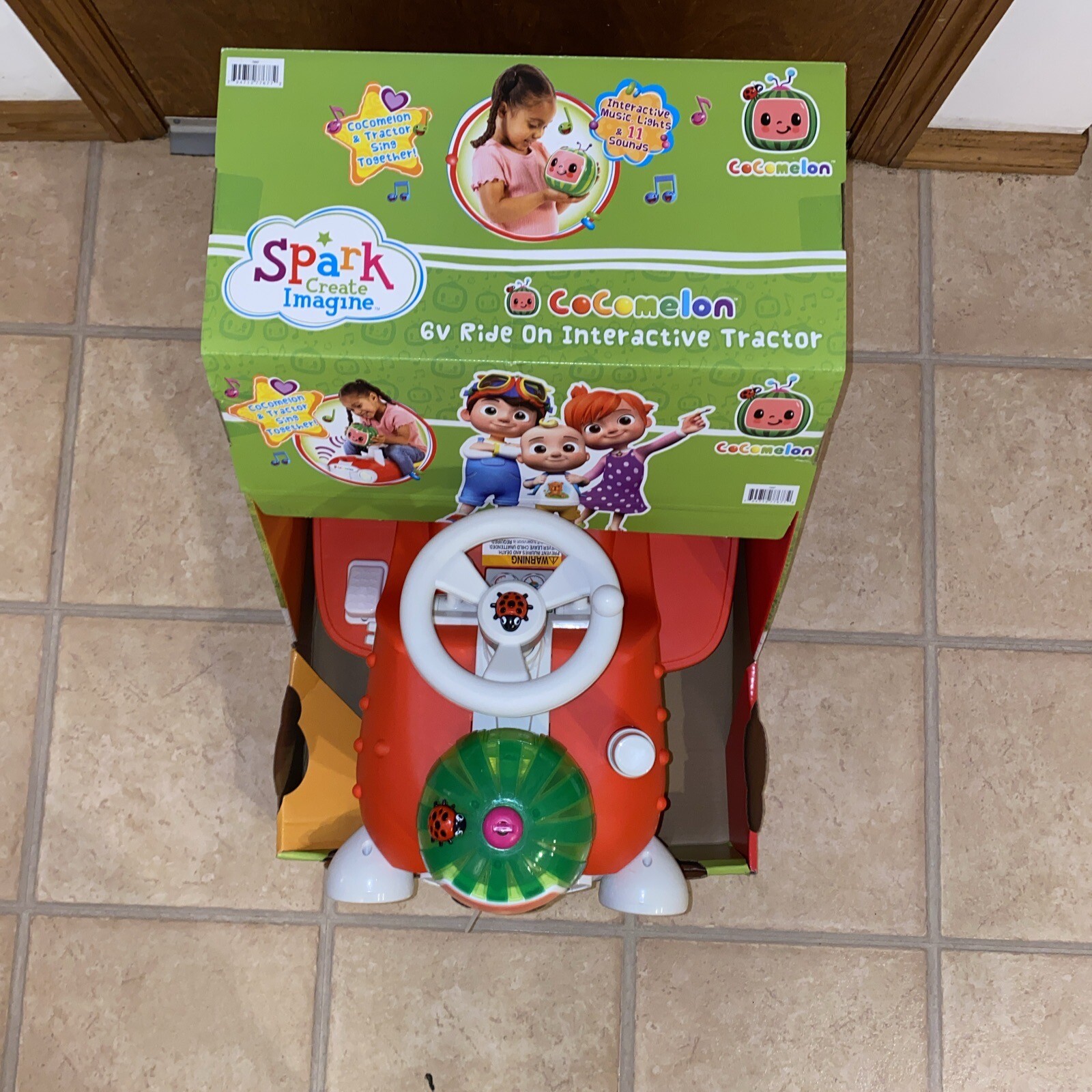SPARK CoComelon Interactive Tractor Kids Ride-On Toy 6V, 1.5-3 Yrs Old