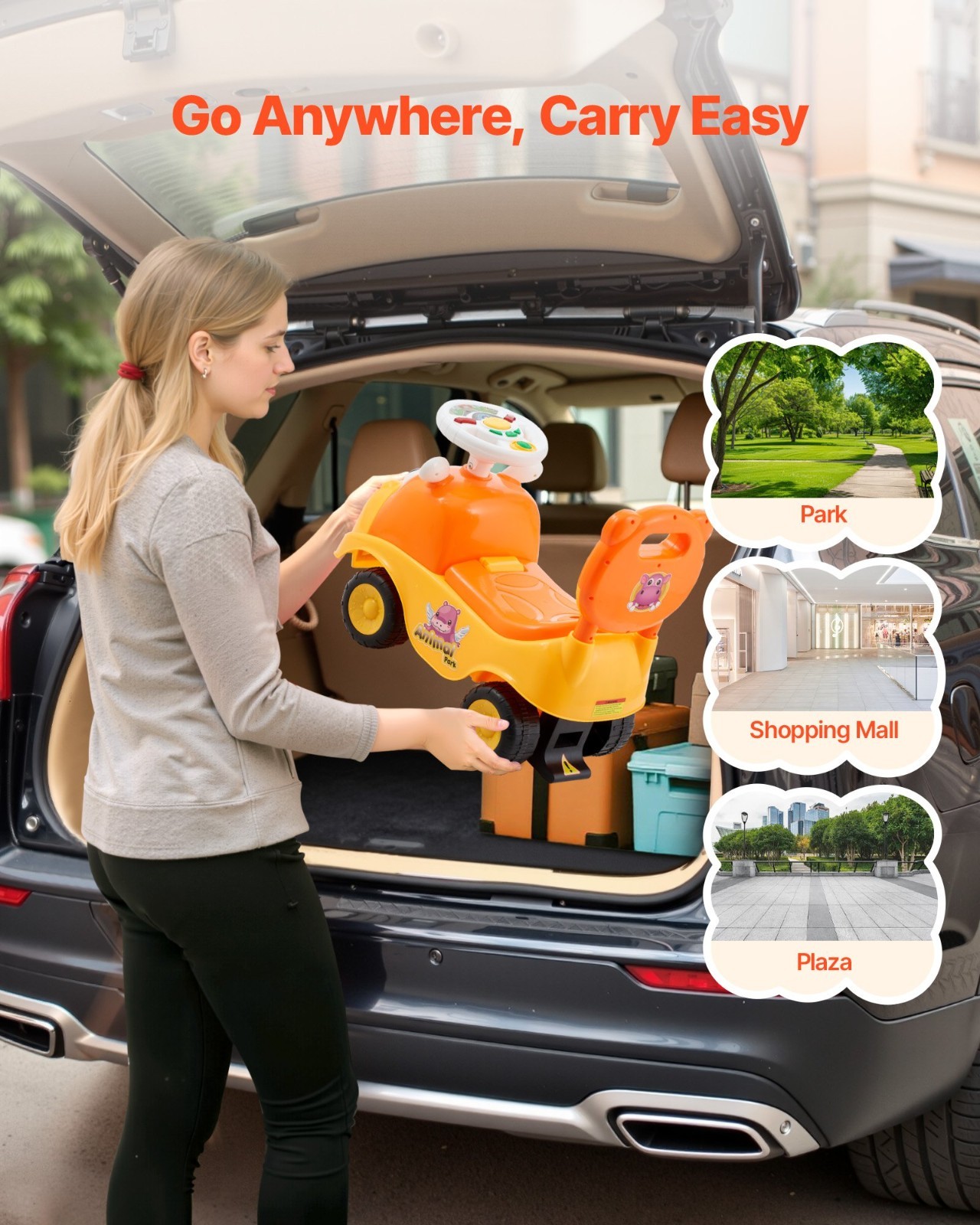 Ride On Toddler Push Car 19-36 Months Horn Music Under Seat Storage 48.5 lbs Foo