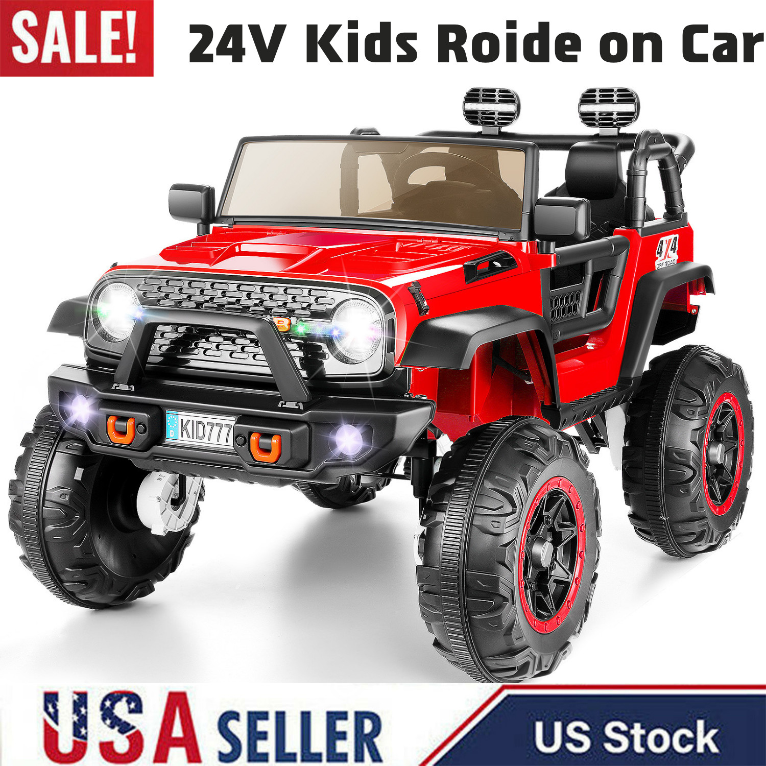 24V 400W Kids Ride On Truck Car 4WD/2WD Switchable 2 Seater 3 Speeds LED Lights✅