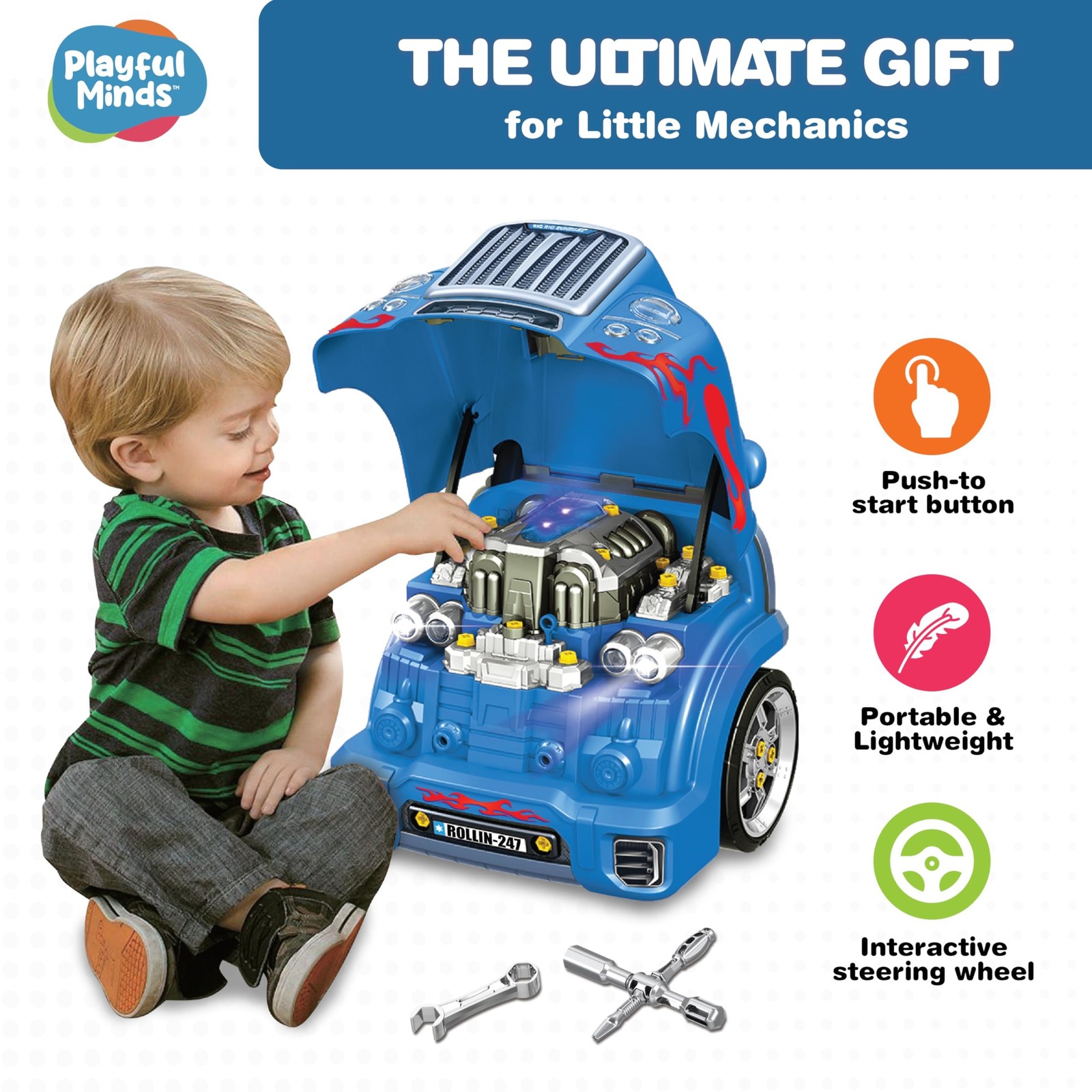 Interactive Large Truck Engine Toy for Kids – Complete Mechanic Repair Kit