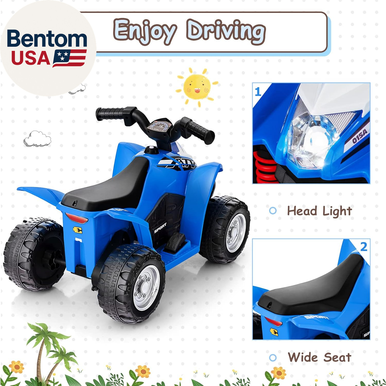 Kids Ride on ATV, 6V Electric Vehicle for Toddlers, 4 Wheeler Battery Powered Mo