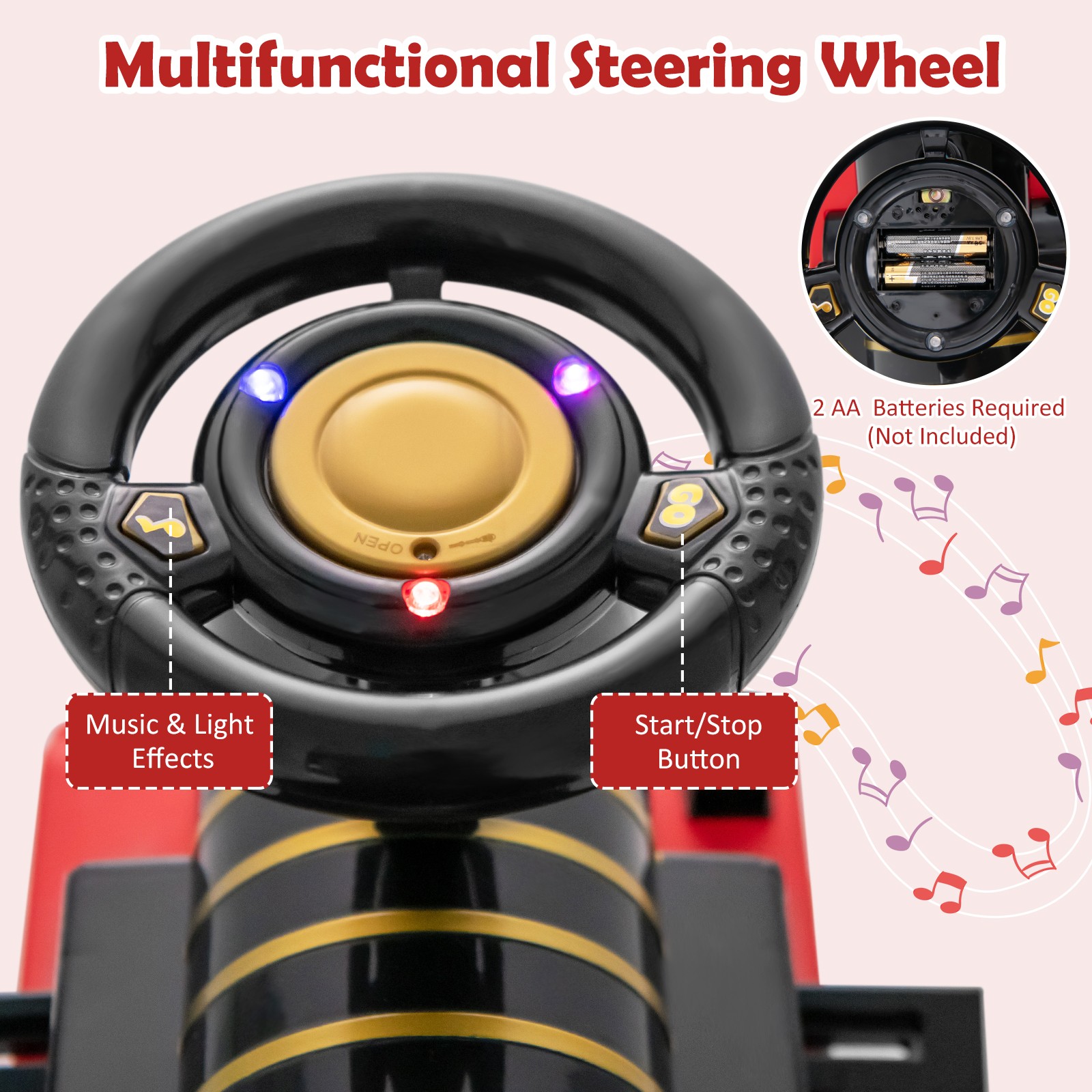 6V Electric Kids Ride On Train w/ 16 Curved Tracks & 6 Stable Wheels Black