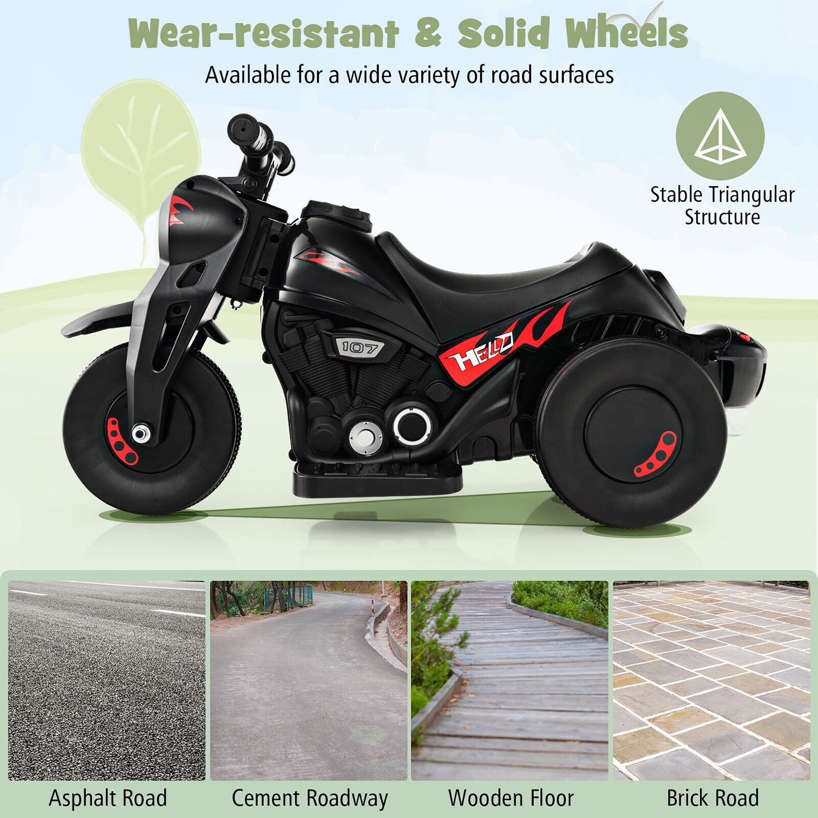 6V Kids Bubble Car Electric Ride on Motorcycle w/Music Button, Headlight Black