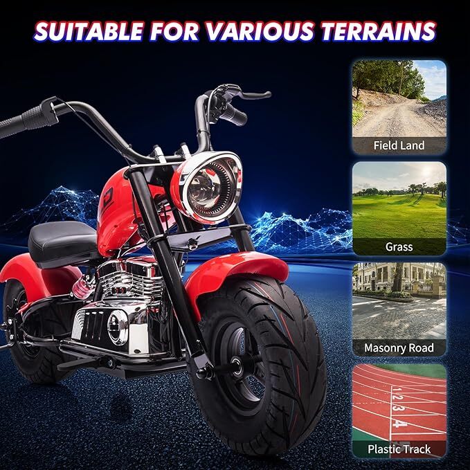 Kids Electric Off-Road Dirt Bike 36V Motorcycle with Top Speed of 16.5 Mph LED