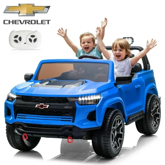 24V RideChevrolet Silverado 2-Seater Electric Truck Kids Toy W/Bluetooth