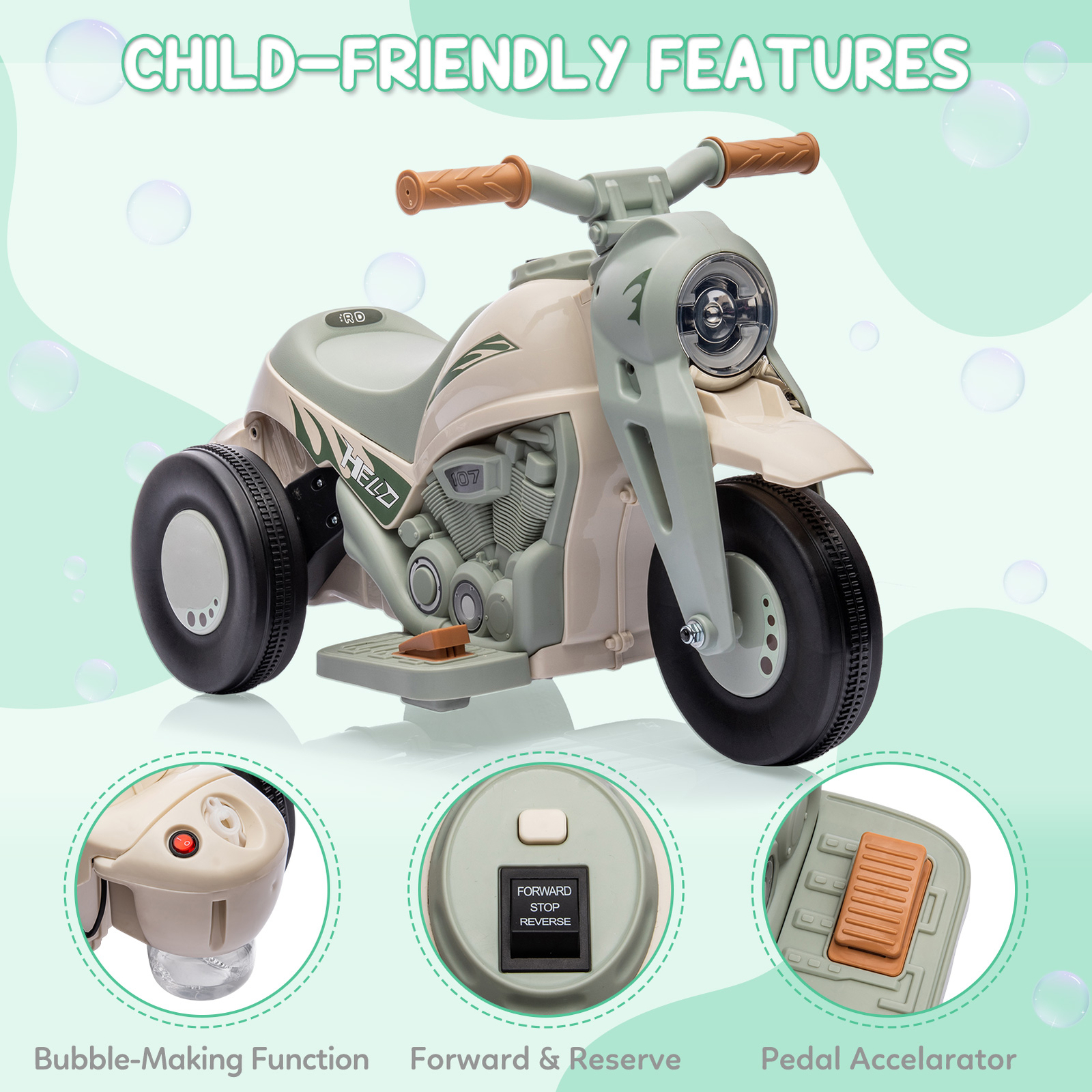 Kids Electric Motorcycle 6V Battery Powered Ride On Motorbike Toy for Boys Girls