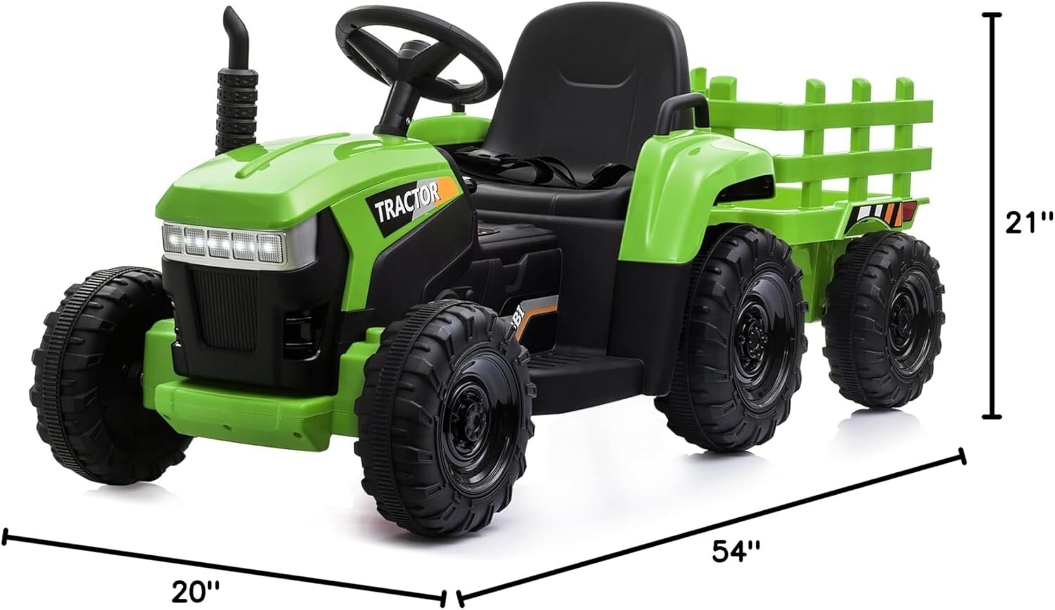 TOBBI 12V Kids Ride On Tractor Battery-Powered Toy with Trailer for Toddlers