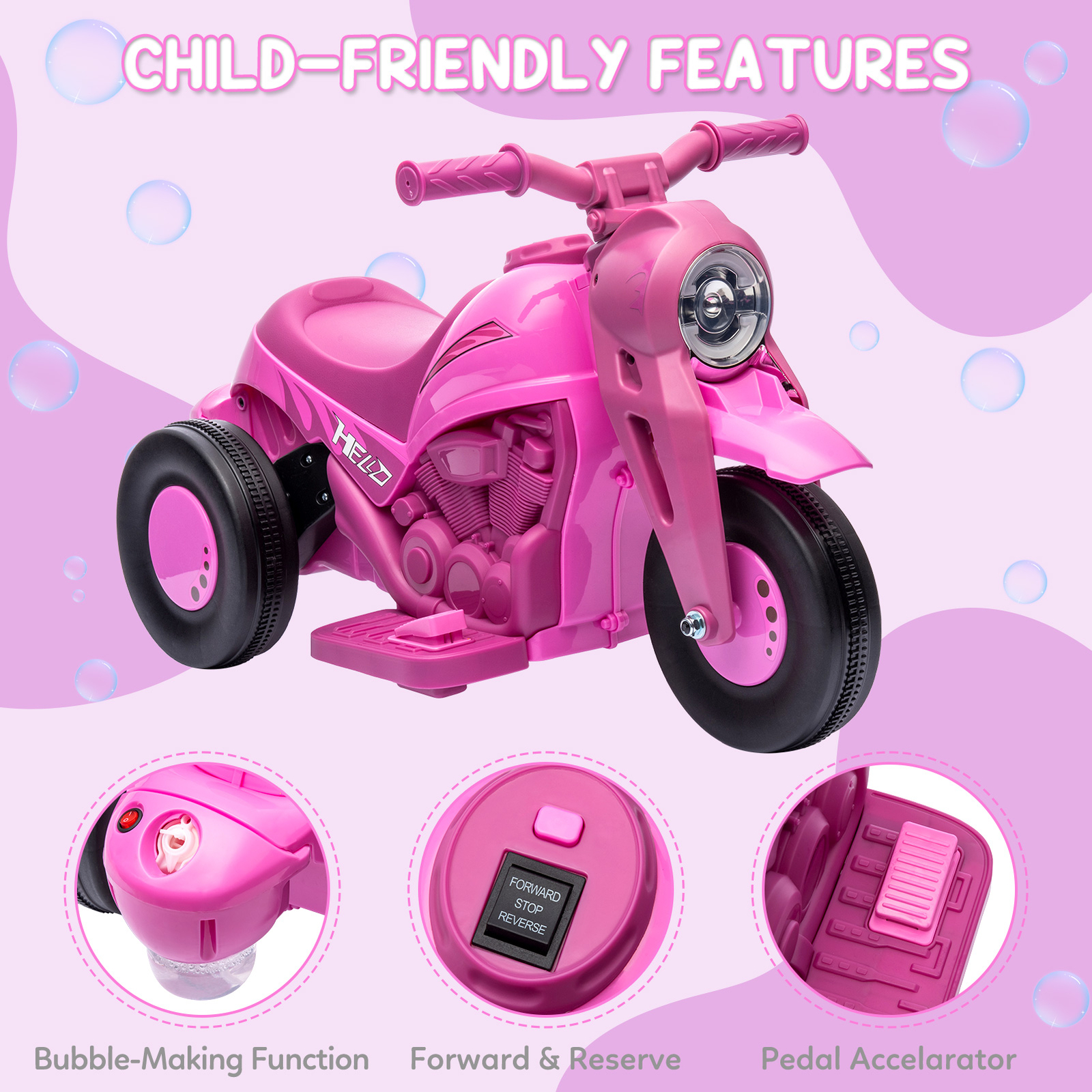 Kids Electric Motorcycle 6V Battery Powered Ride On Motorbike Toy for Boys Girls