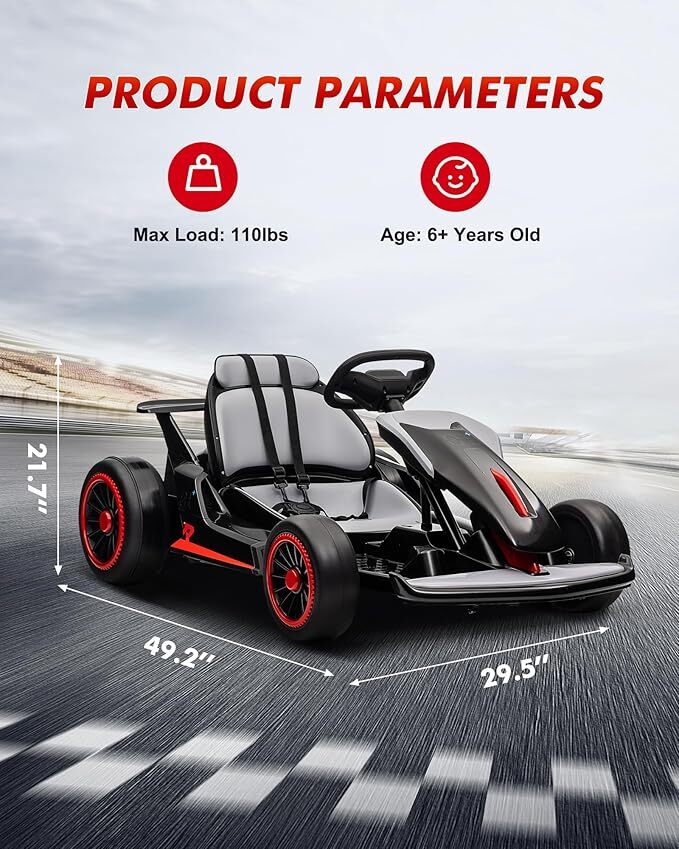24V Ride On Go Kart Child Electric Drift Go-Kart Music Mode 2 Speed Available