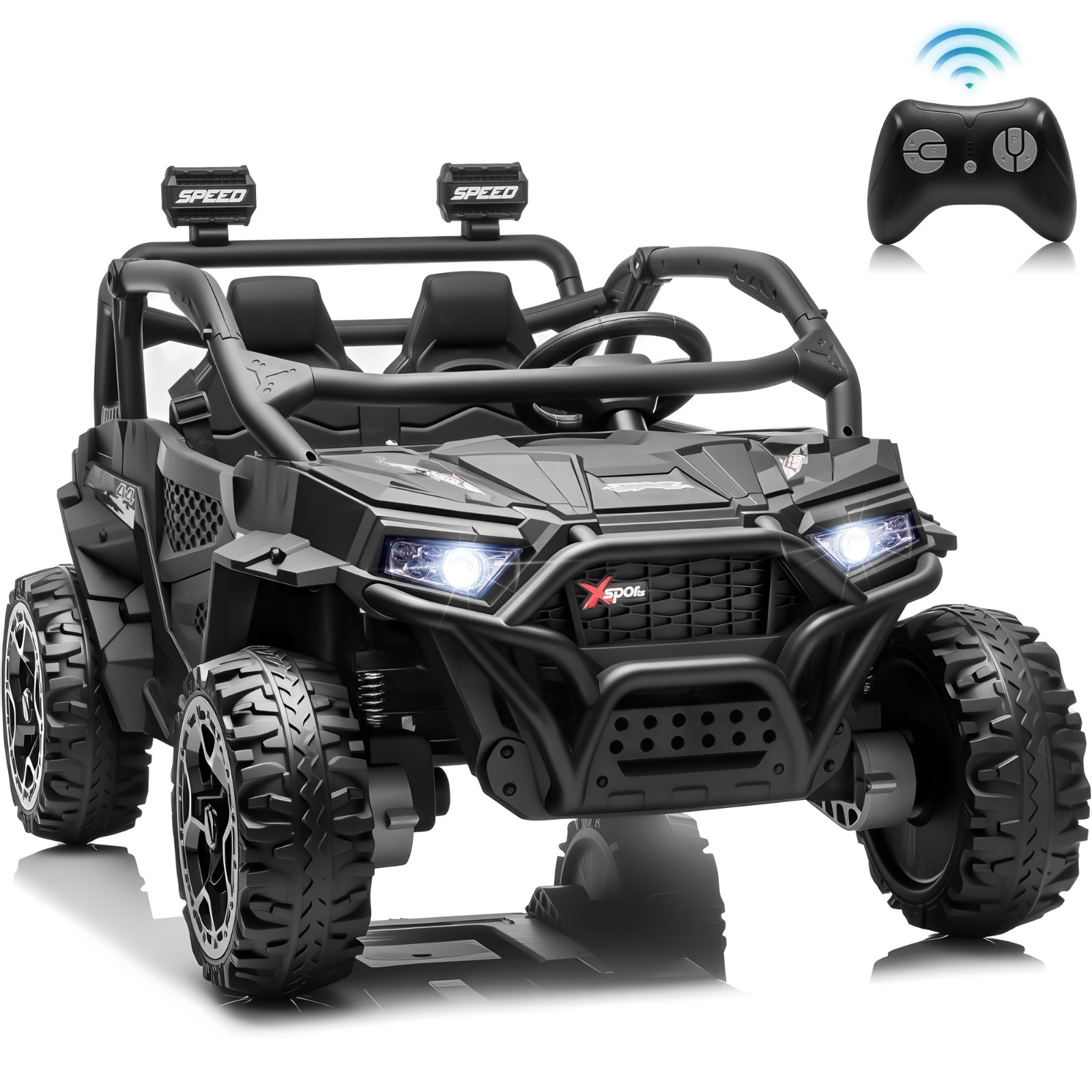 24V Ride On Car 800W Motors RC Bluetooth Spring Suspension LED Light Black