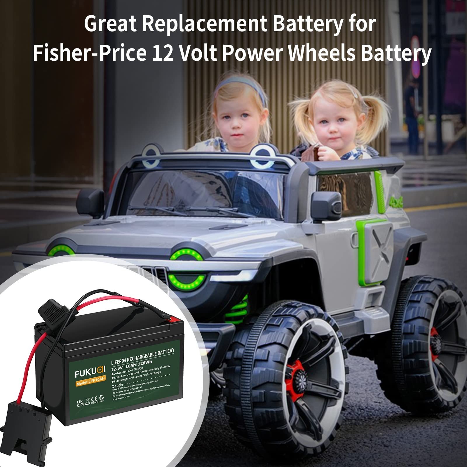 12V 10Ah LiFePO4 Rechargeable Battery for Fisher-Price Power Wheels – 2000 Cycle