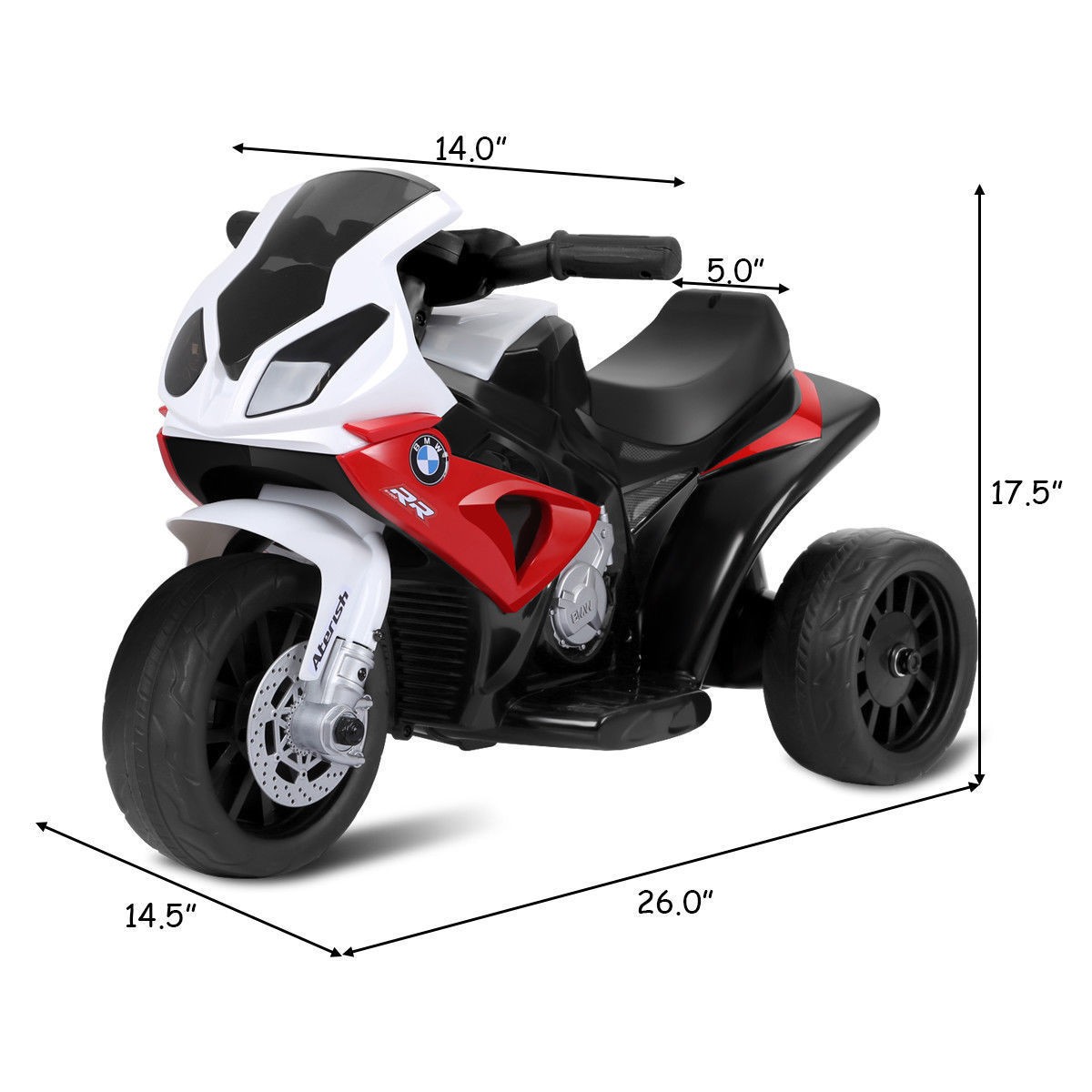 Kids Ride On Motorcycle BMW Licensed 6V Electric 3 Wheels Bicycle w/ Music Red