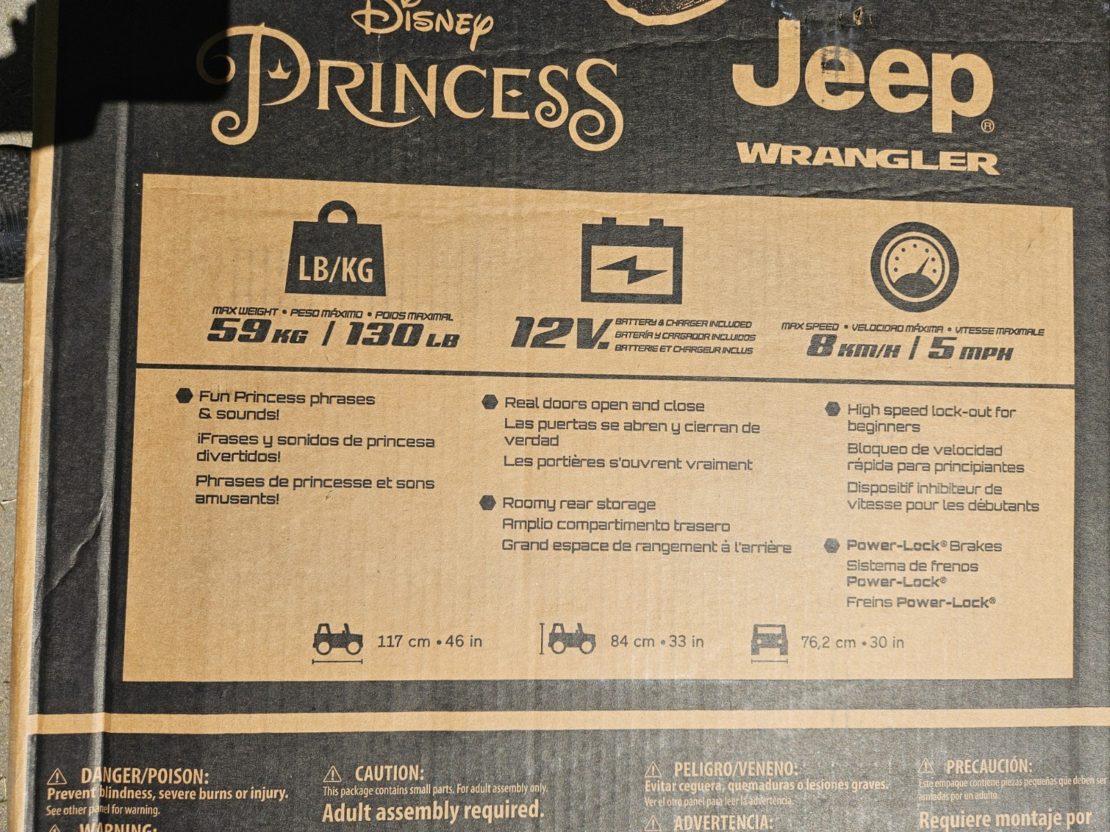 NOS Power Wheels Disney Princess Jeep Wrangler Battery Ride-On Car- FLC45-9665