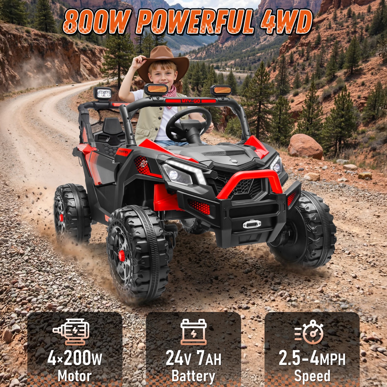 24V 4WD 2-Seater Ride On Truck RC Bluetooth LED Light Kids Holiday Gift Pink