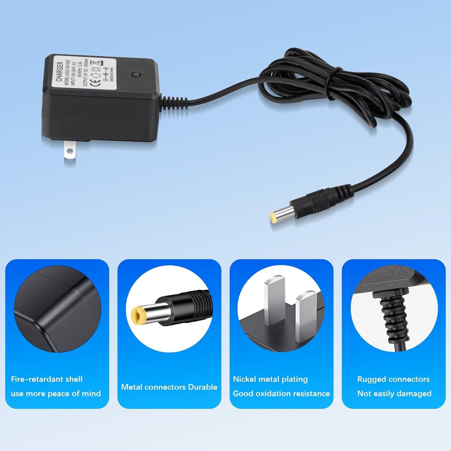 6V Charger for Kids Ride On Car Toys, 6 Volt Battery Charger for Flybar Bumpe…