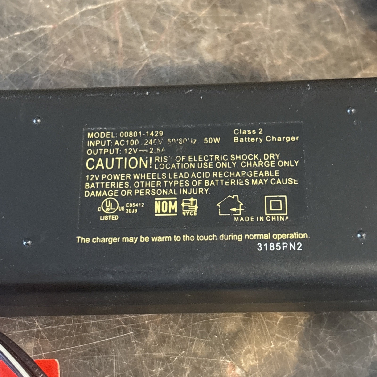 Genuine Fisher Price Power Wheels 12 Volt Quick Charger – Model 00801-1429
