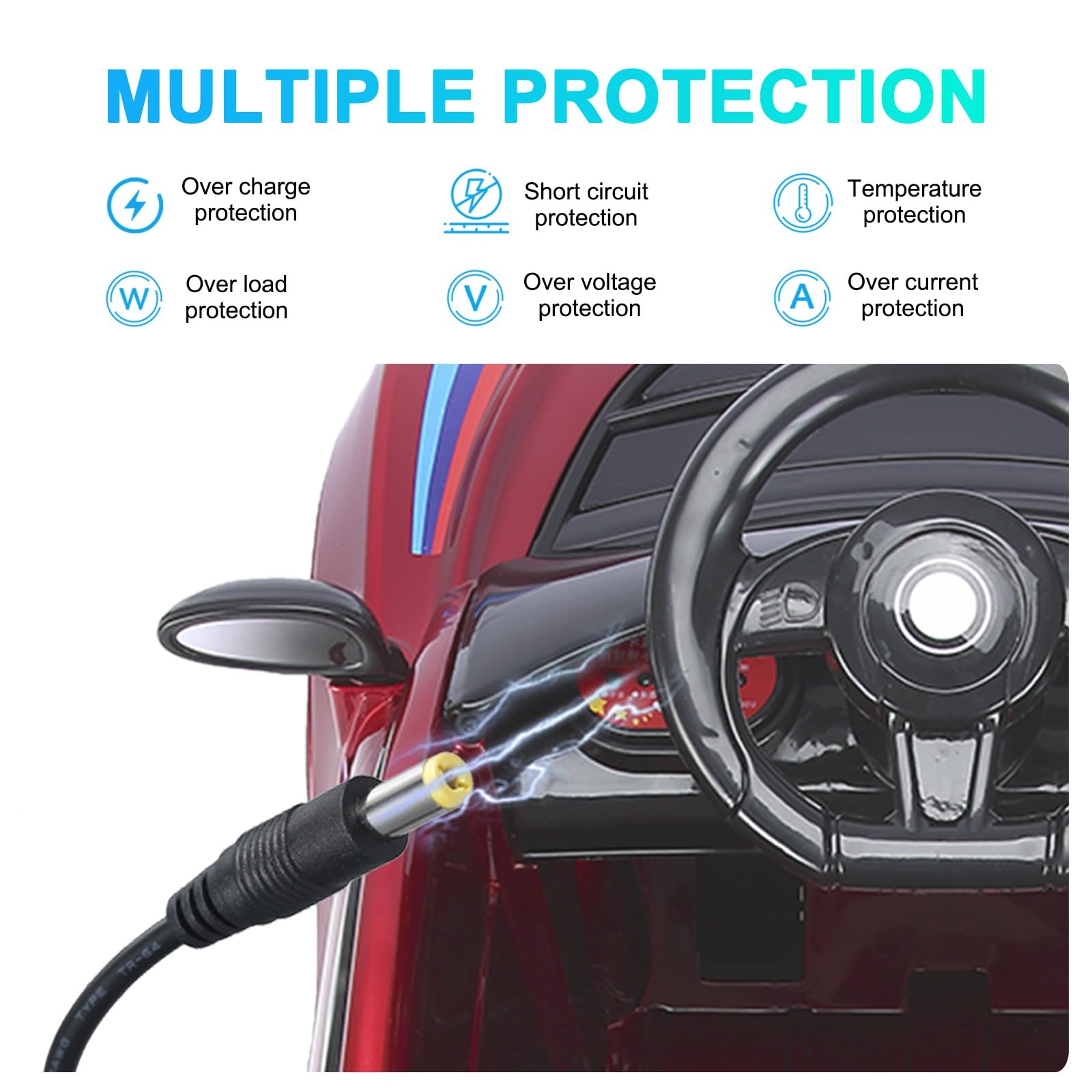 6v Battery Charger for Kids Ride On Car Toys 6 Volt black