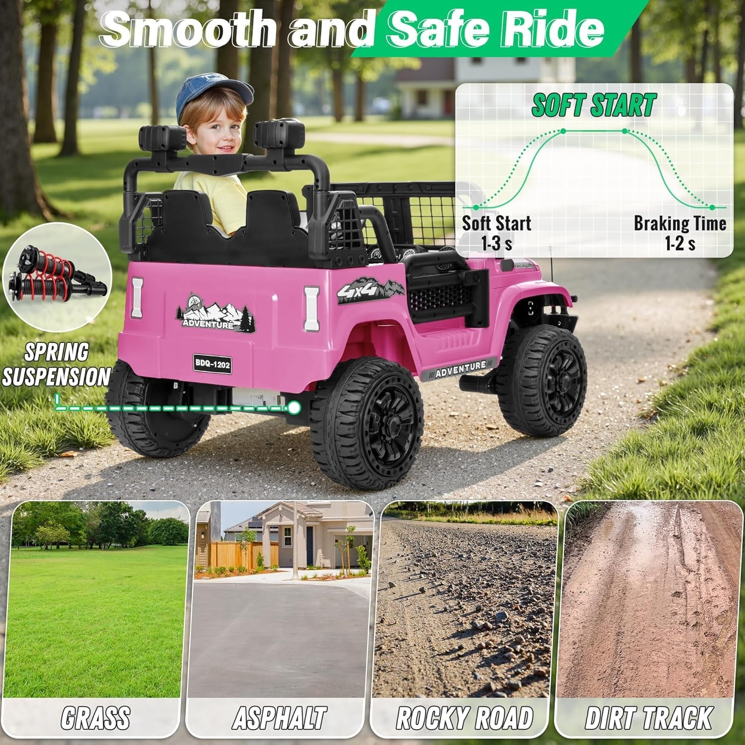 24V 4WD 2-Seater Ride On Truck 800W 9AH RC Bluetooth 3-Speed 4-Wheel Suspension