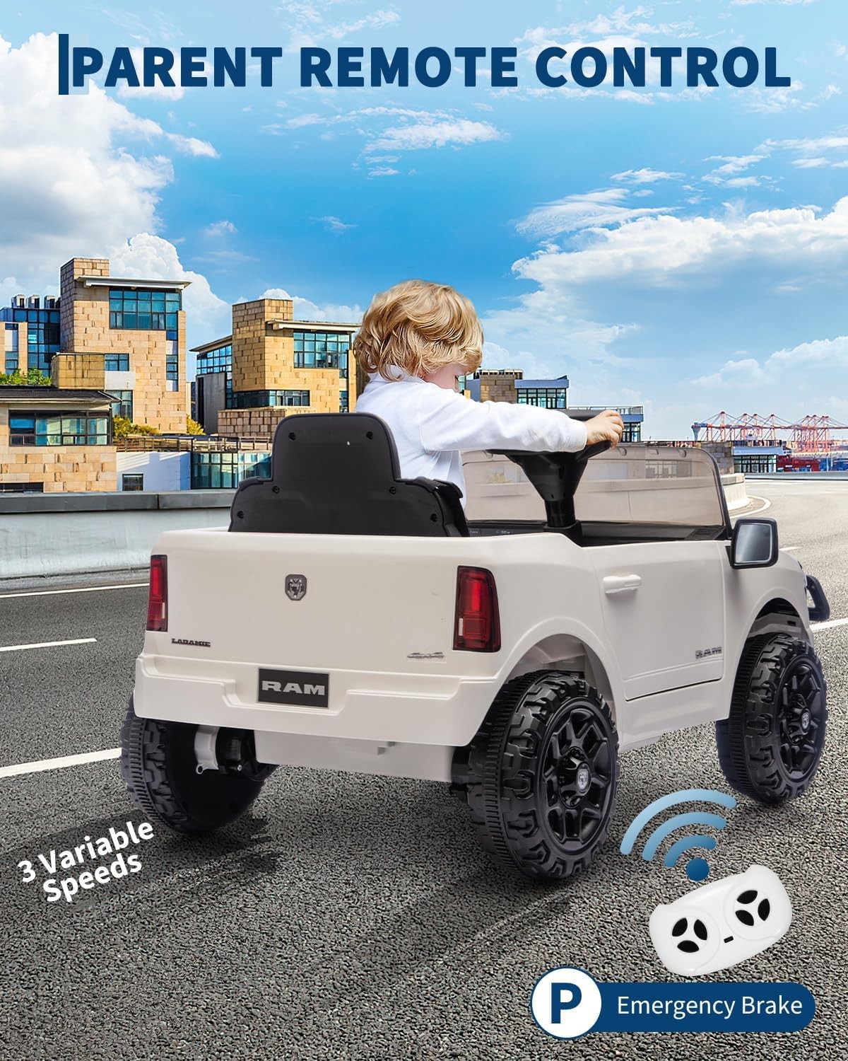Kids Ride On Cars, Licensed RAM 12V Electric Ride On Truck Car w/Remote Control