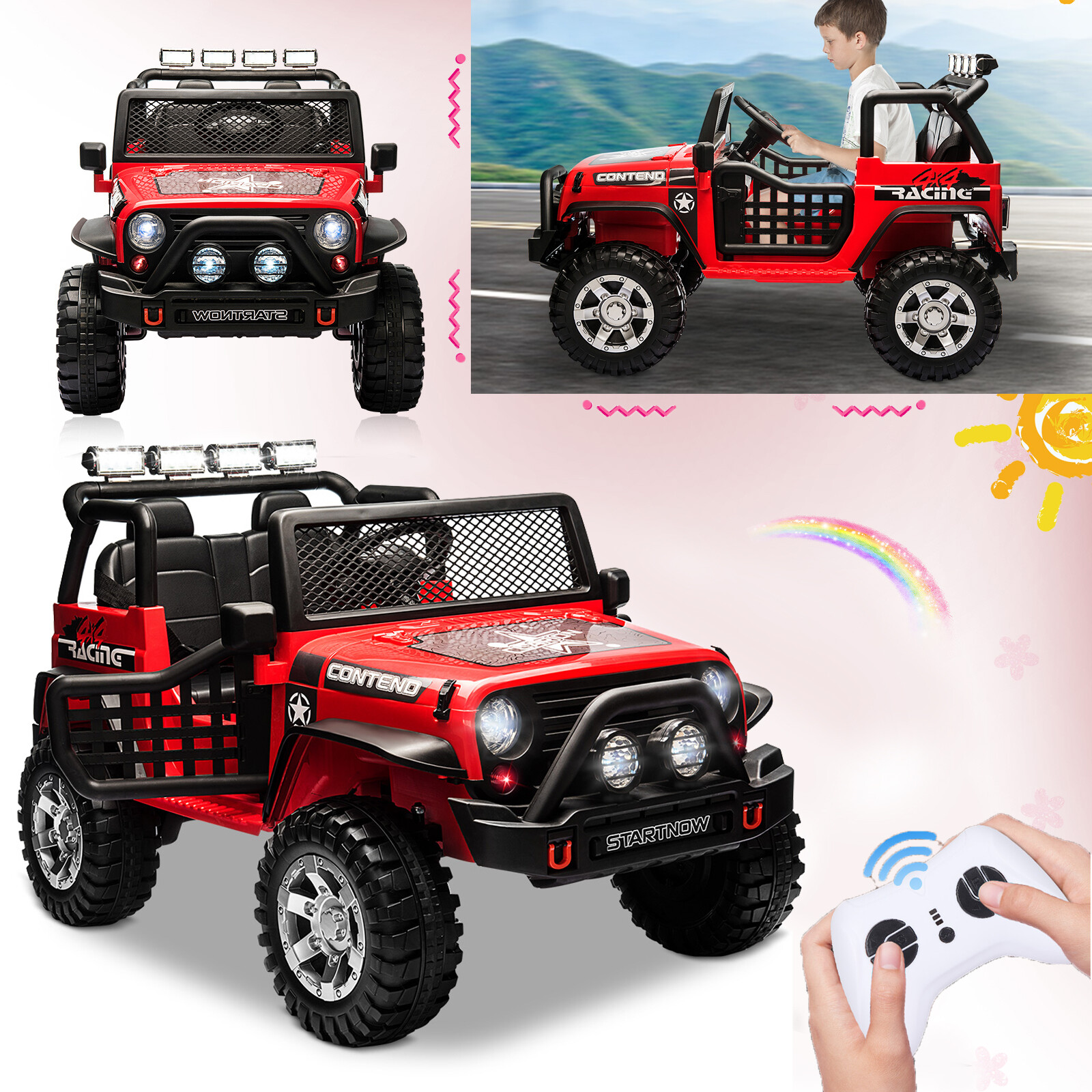 12V Kids Ride On Truck Jeep Electric Vehicle Toy Car w/Remote Control Xmas Gift
