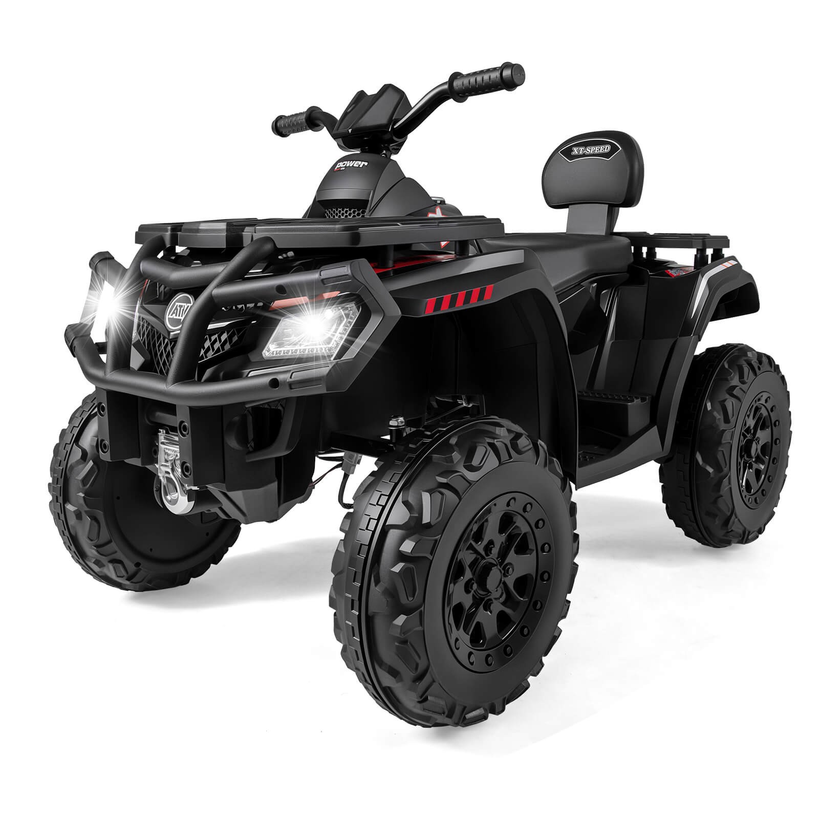 24V 2-Seater 4-Wheeler Quad Electric Vehicle w/ 4 Motors, Soft Start LED Lights