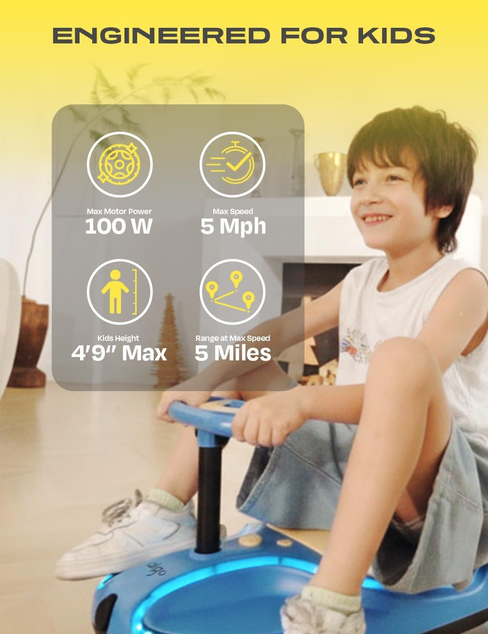 Electric Wiggle Car – 21.6V Electric Car for Kids with Pedal and Pull Handle, 3