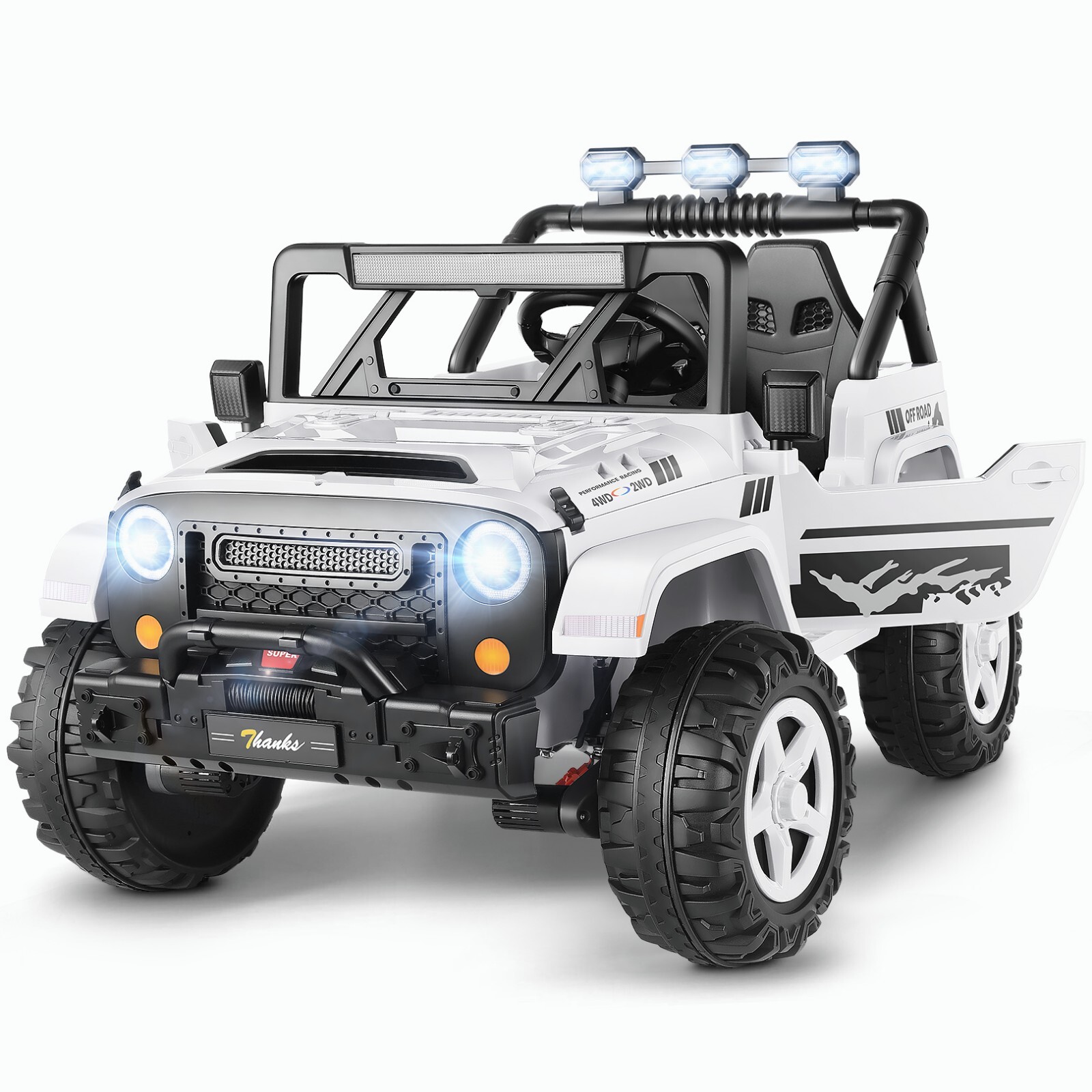 24V 4WD Ride on Cars with Remote Control, 2 Seater Power Wheels w/ 4*200W Motor