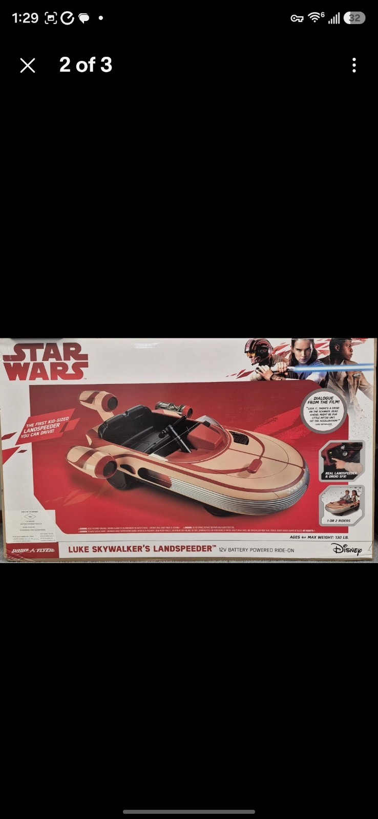 Star Wars Luke Skywalkers Landspeeder Tatooine 12v Radio Flyer Kids Ride On New