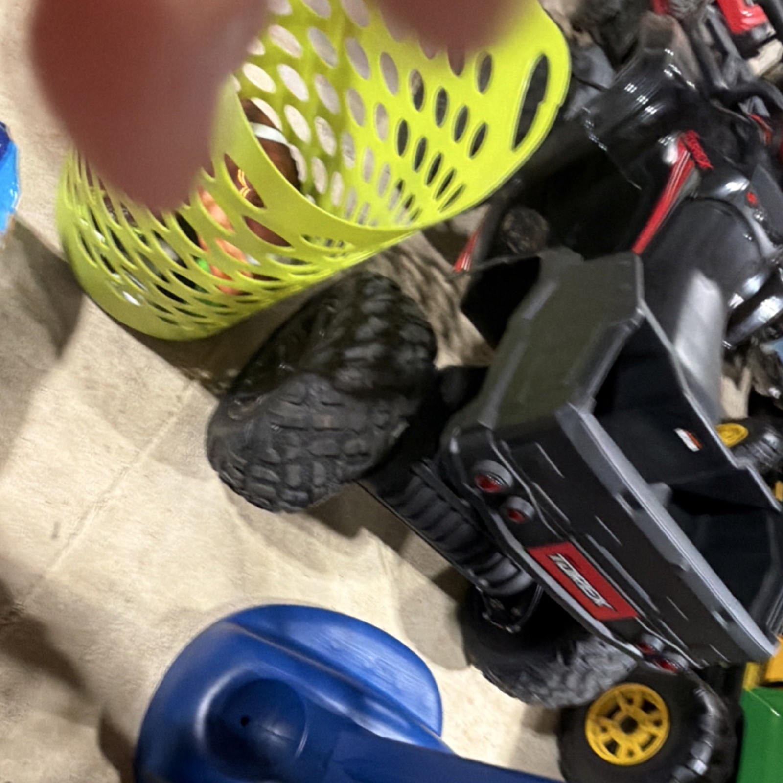 Torex Battery Operated Ride-On Toy ATV Black Red with Rear Storage Compartment