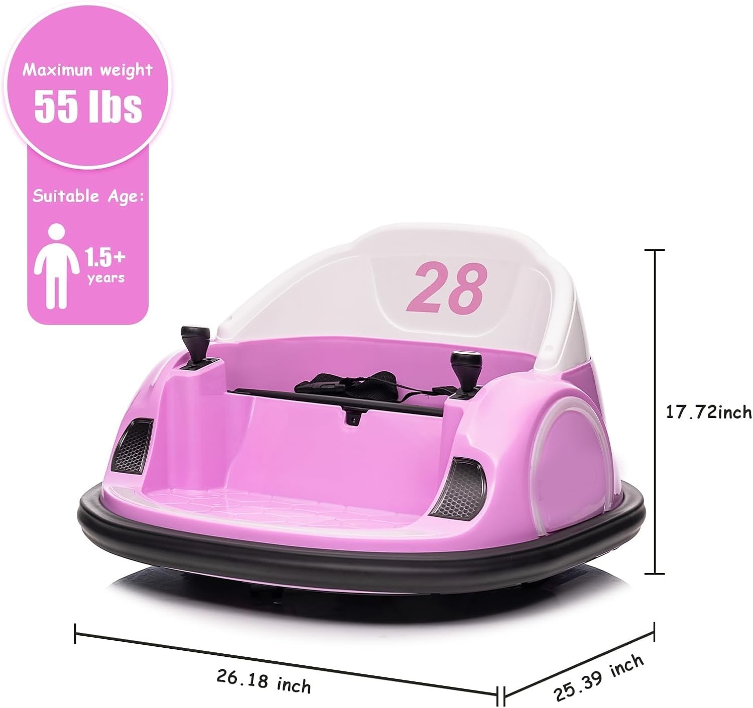 12V Kids Ride On Bumper Car w/ Remote Control 360 Spin LED MP3 USB Pink Toy