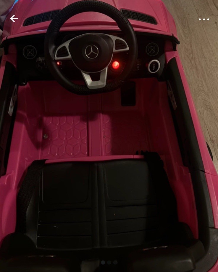 Mercedes-Benz Pink Battery Powered Ride-On Car w/ Lights & Logo